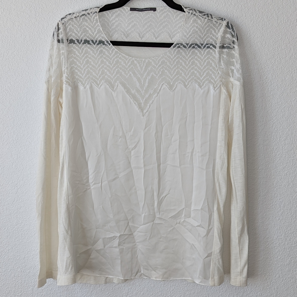 Rene Lezard Silk Cotton Lace Top